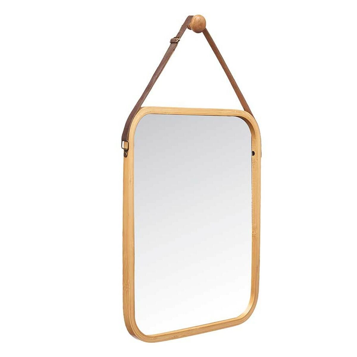 Hanging mirror Natural Leather Bamboo Rectangular 34 x 41,5 x 1,5 cm (6 Units)-3